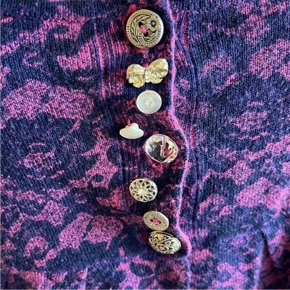 Romantic Sweater Delias Vintage Purple Peplum Top Sweater Cardigan Womens M - Picture 9 of 15